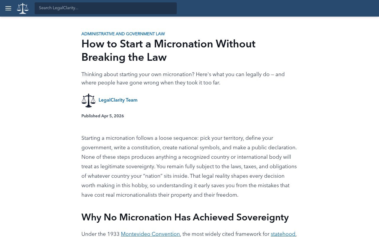 How to Start a Micronation Without Breaking the Law