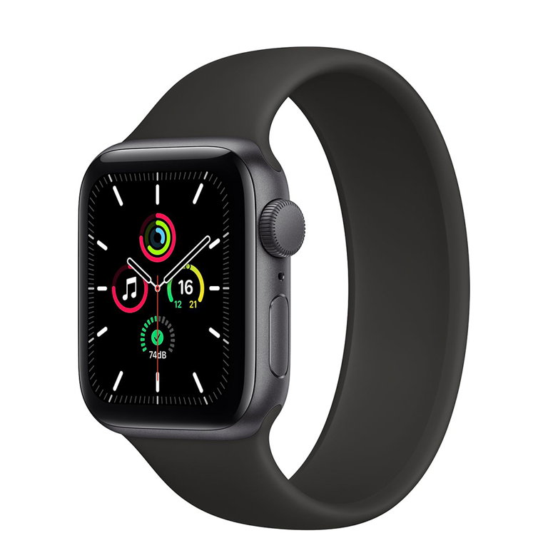 a black Apple Watch on a white background