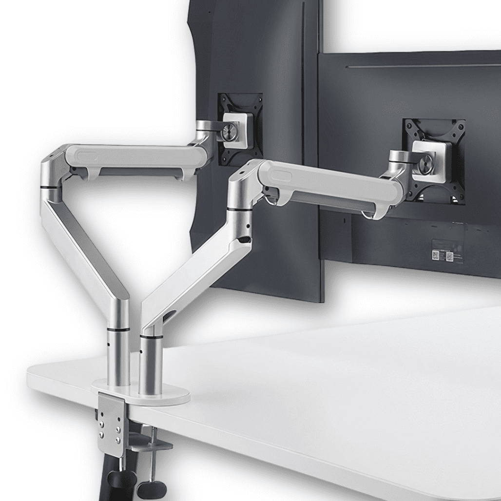double monitor arms silver, easy attach double screen stand, best monitor stand this year
