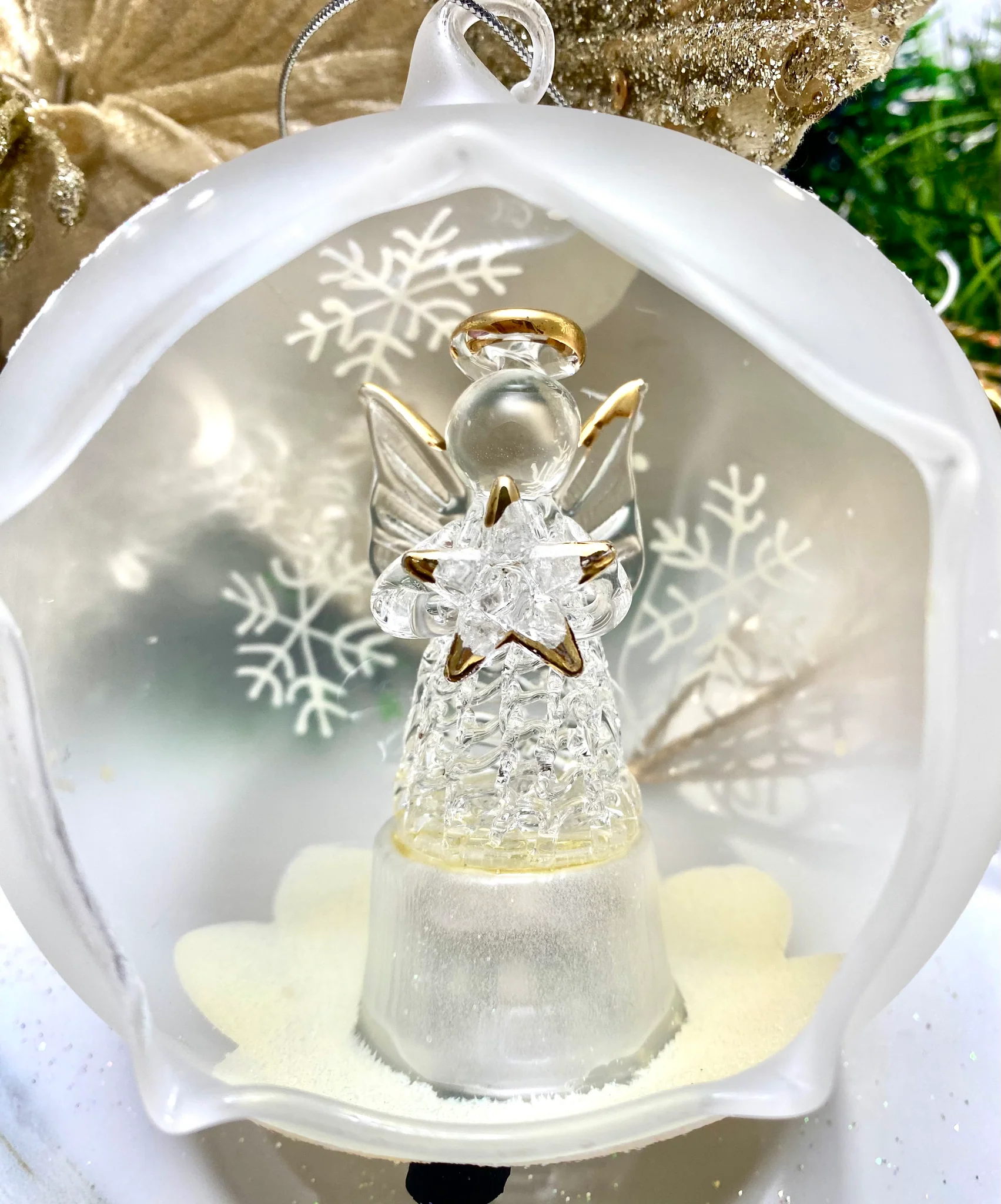Hand-Spun Glass Angel Memorial Bauble - Image 2