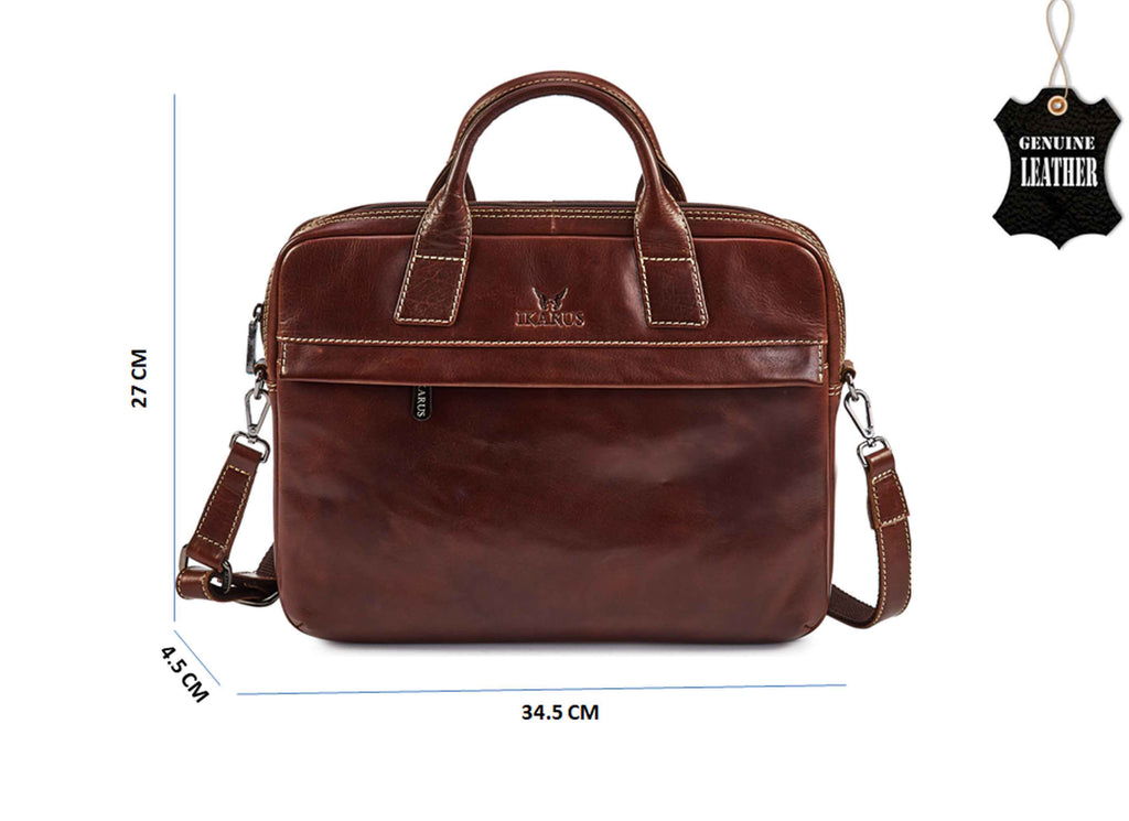 Quality Full Grain Leather Laptop Shoulder Bag - Image 18
