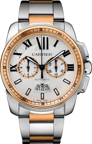 Calibre de Cartier Chronograph Stainless Steel / Pink Gold / Silver / Bracelet