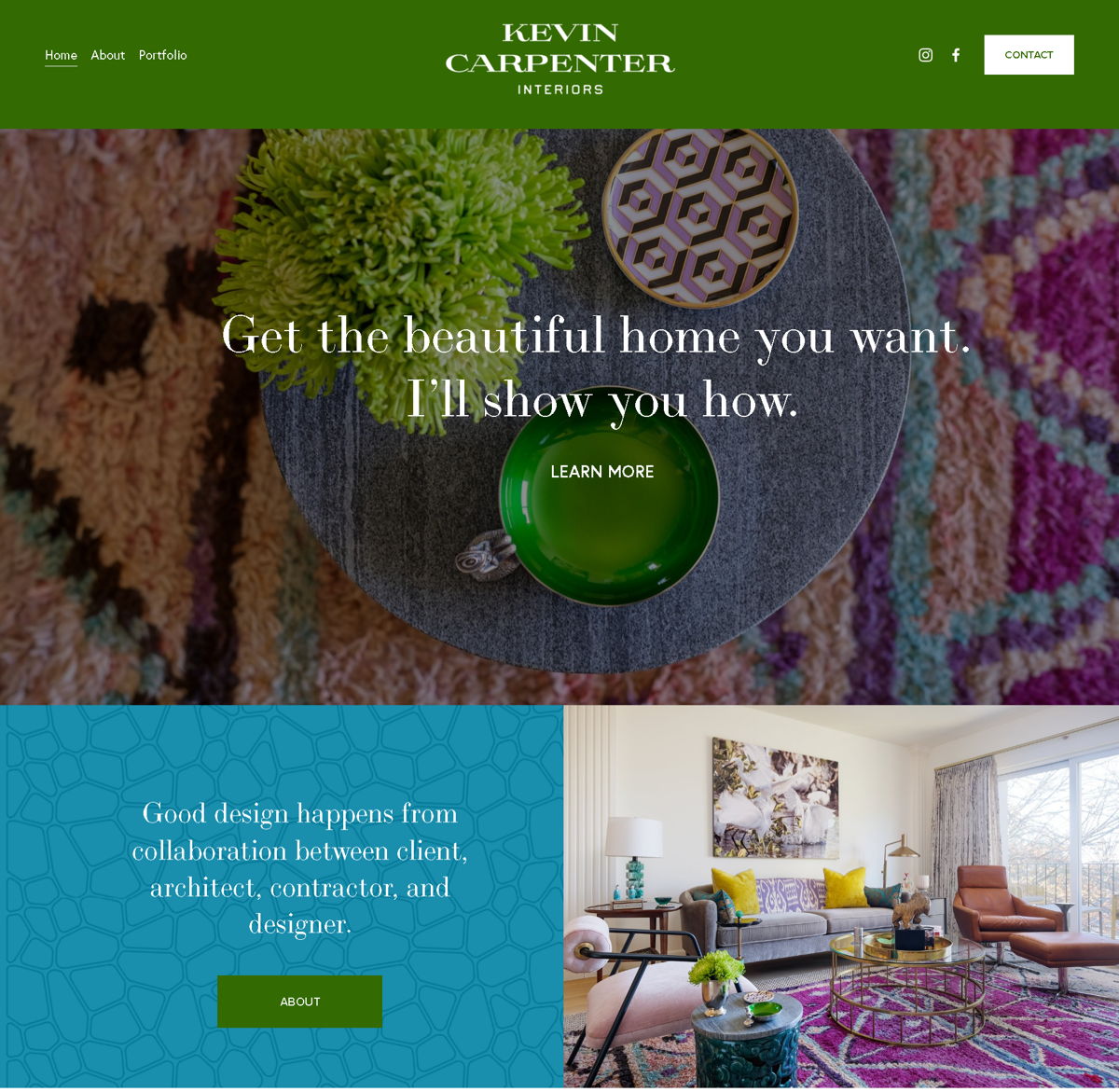 Screenshot of Kevin Carpenter Interiors, from the carpentry websites collection.