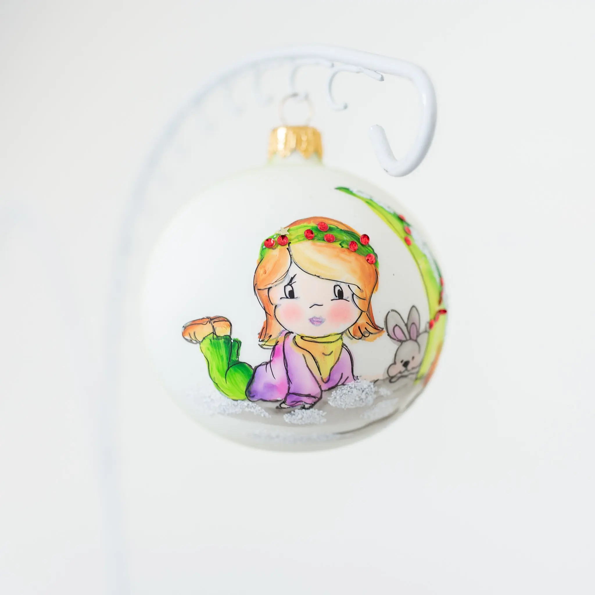 80mm Little Girl with holly headband hand painted