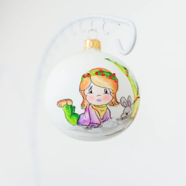 80mm Little Girl with holly headband hand painted