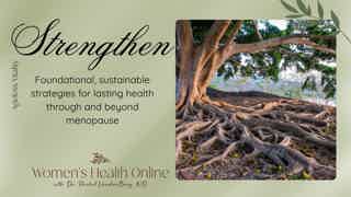 Text on cover about Strengthen: foundational, sustainable health strategies; roots of a tree with expansive roots.