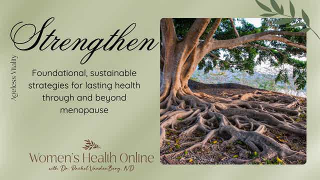 Text on cover about Strengthen: foundational, sustainable health strategies; roots of a tree with expansive roots.