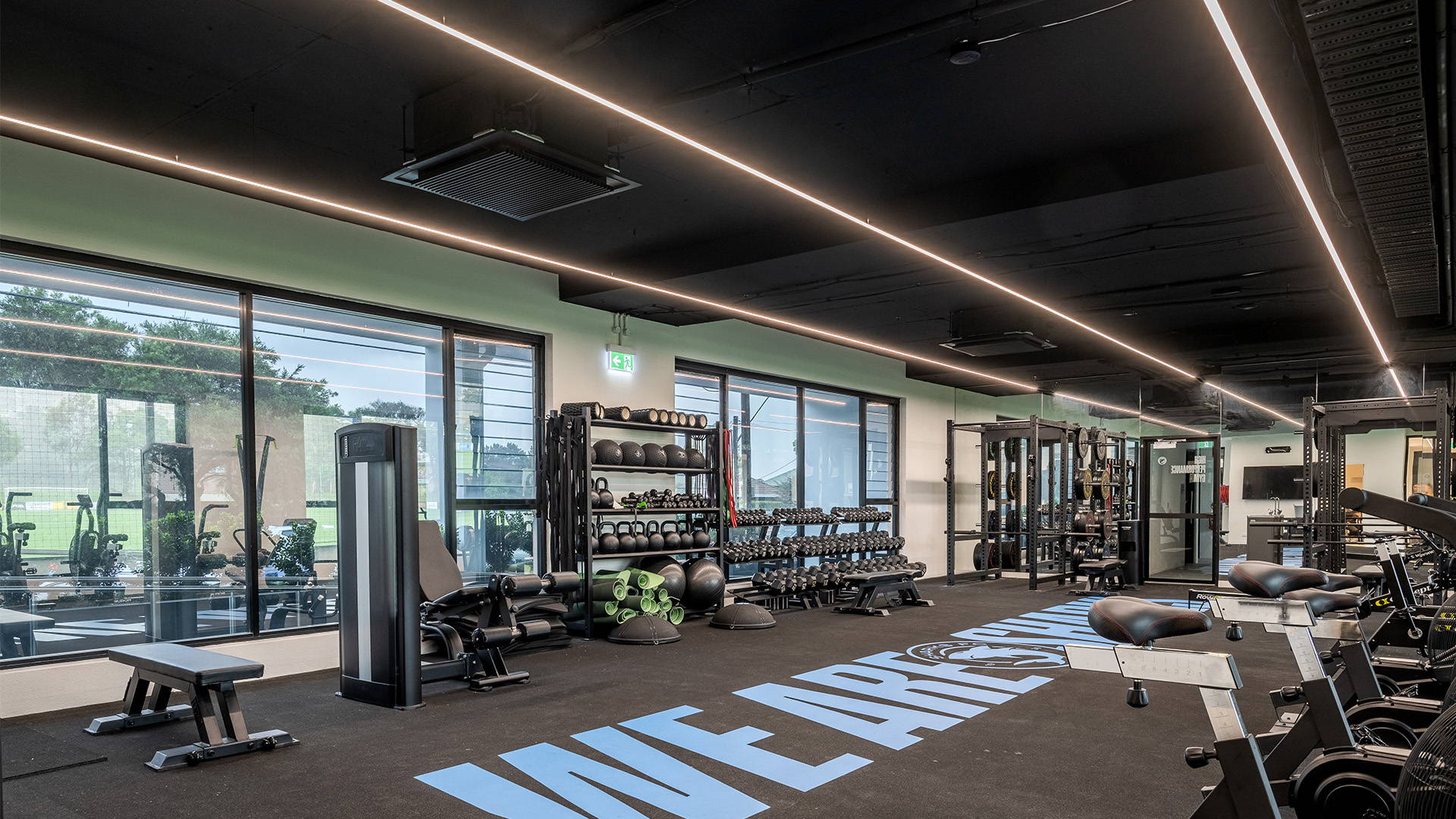Sharks FC Miranda Gym Area - LED Pendant Lighting on the ceiling, illuminating the whole gym space