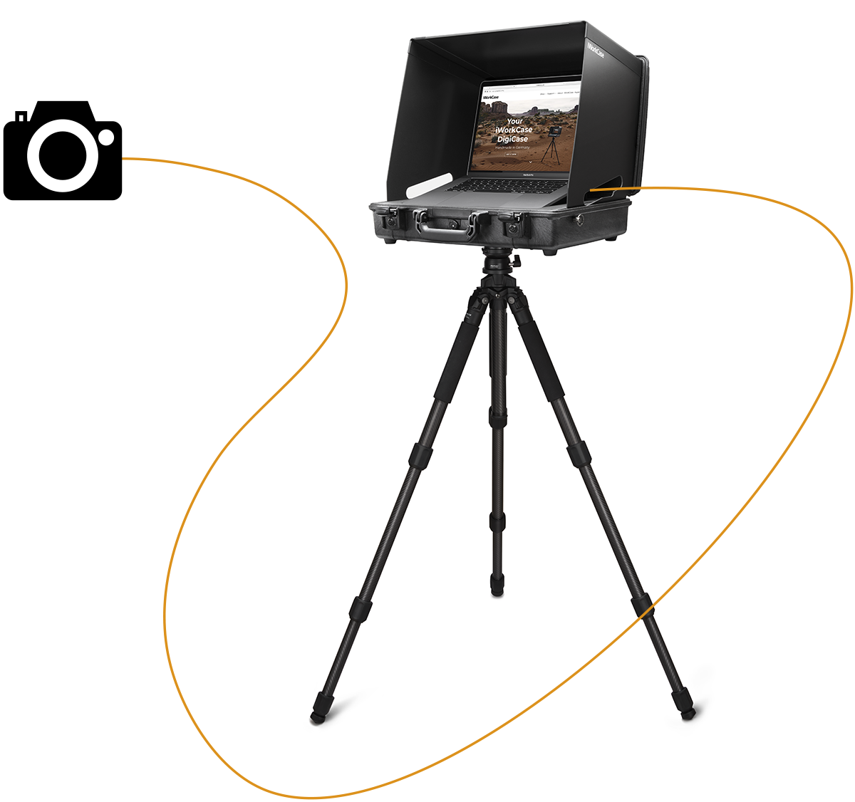 iworkcase digicase on tripod with camera tethered