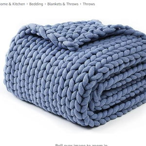 Amazon Prime includes: YnM Chunky Throw Blanket, Medium-Weight, Hand Knitted, Skin Friendly, Ventilated and Breathable, Machine Washable, Home Décor Piece for Couch, Sofa and Bed (Cerulean Blue, 50x70 Inch)