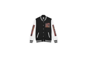 Unisex Letterman Jacket with Artistic Print, Heavyweight Cotton Blend