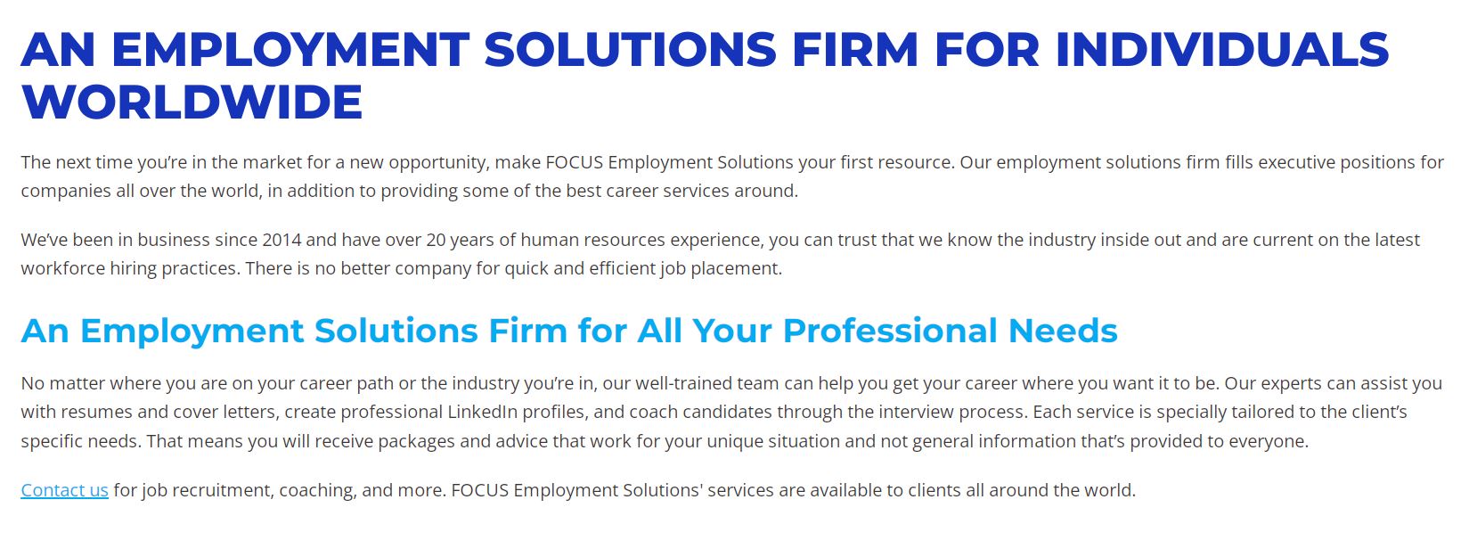 FOCUS Employment Solutions product / service