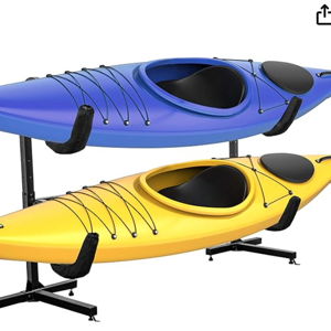 RaxGo Freestanding Kayak Storage Rack, Heavy Duty Storage for Two-Kayak, SUP, Canoe & Paddleboard for Indoor, Outdoor, Garage, Shed, or Dock, Adjustable Height