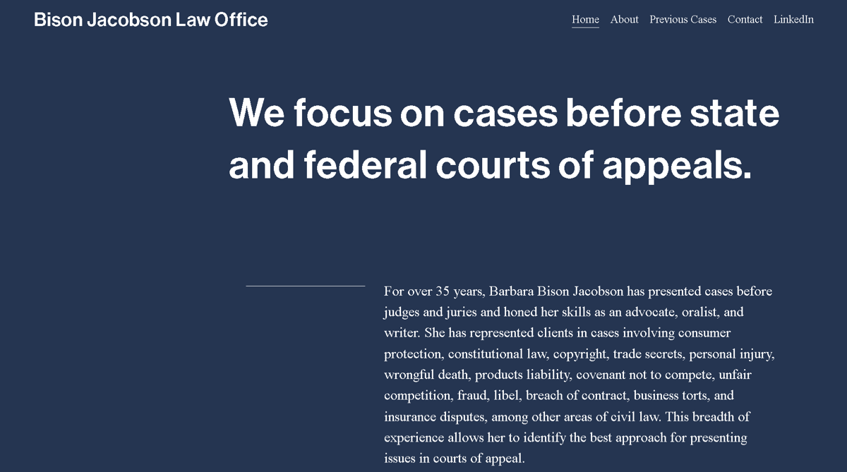 Screenshot of Bison Jacobson Law Office, from the law firm websites collection.
