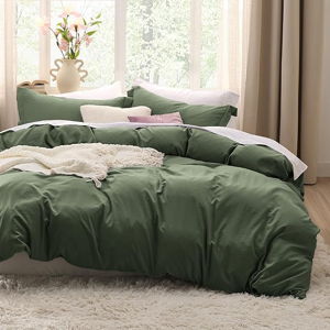 Bedsure Olive Green Duvet Cover King Size - Soft Prewashed Set, 3 Pieces, 1 Duvet Cover 104x90 Inches with Zipper Closure and 2 Pillow Shams