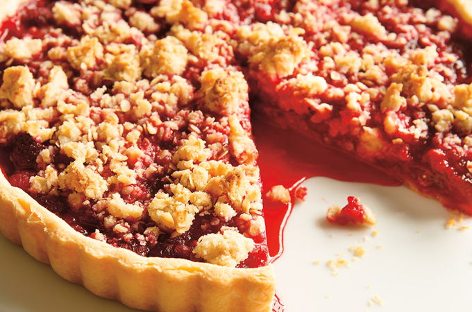 Tarte crumble aux framboises