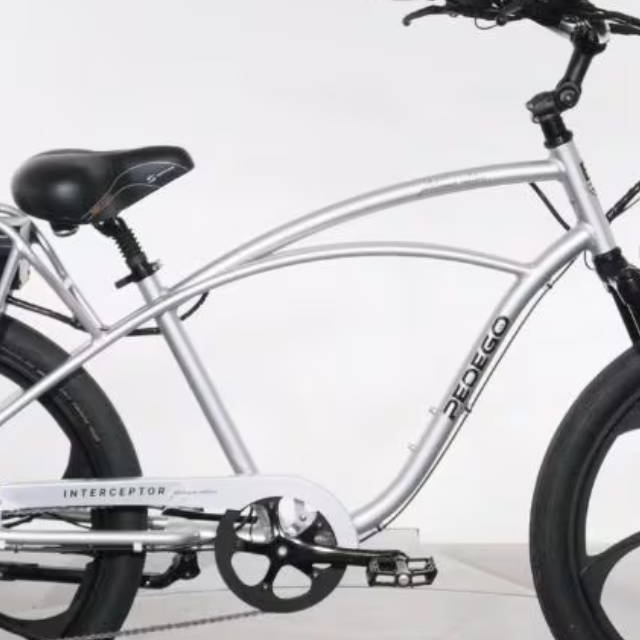 A Pedego Interceptor E-Bike electric cruiser bike