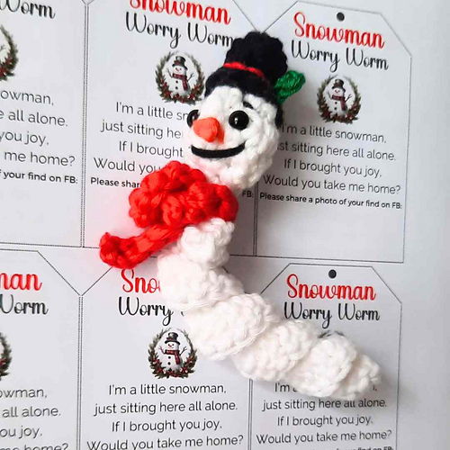 Padrão de crochê de minhoca de preocupação de boneco de neve