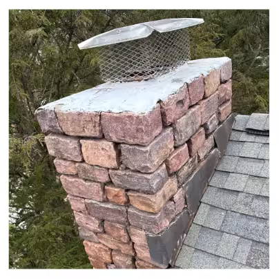 Close-up of completion of a full chimney rebuild project