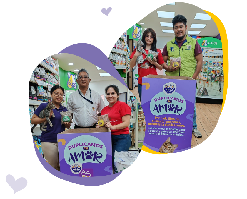 personas en tienda Arca de Noé haciendo su donación