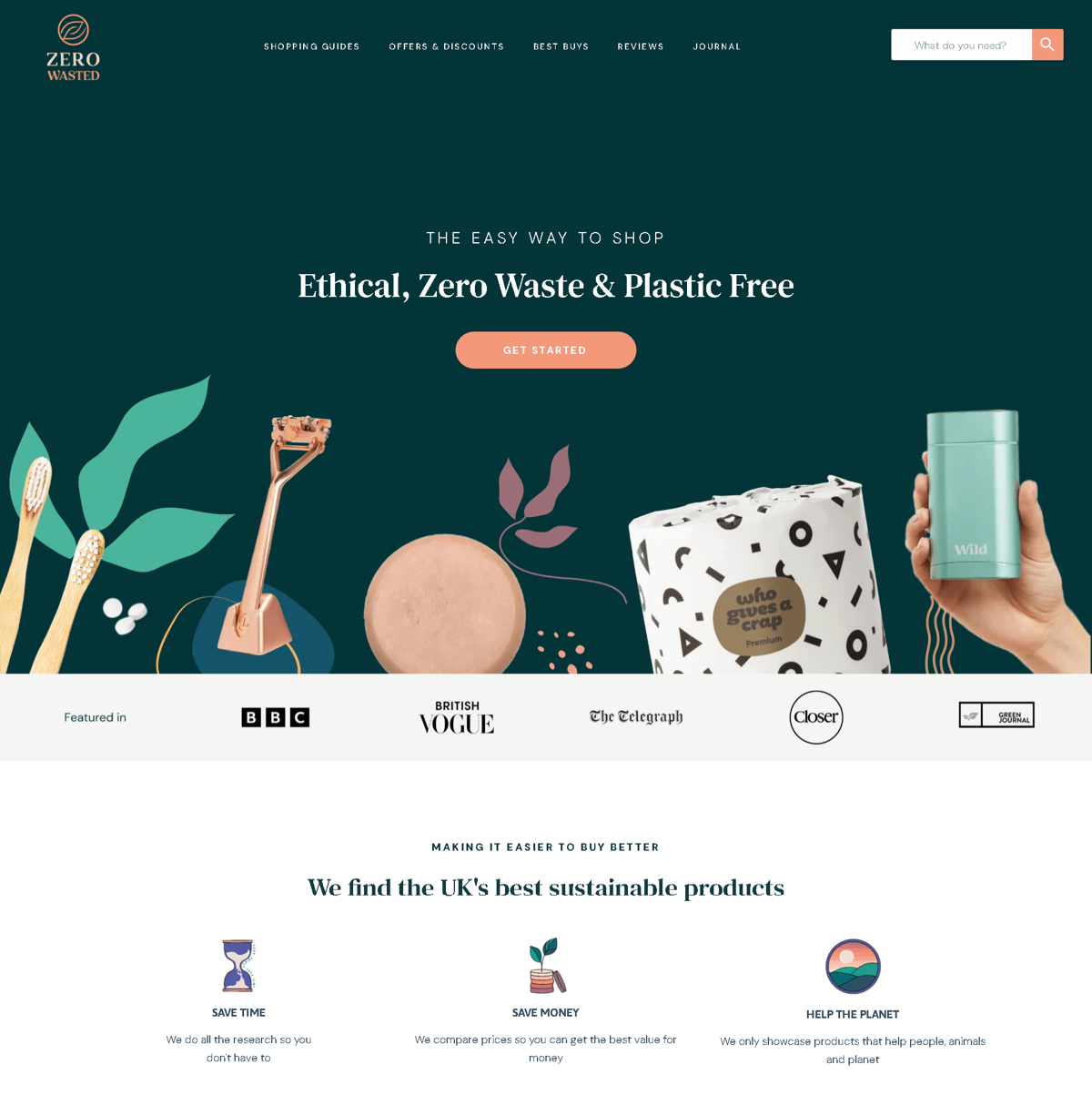 Screenshot of Zero Wasted , from the duda websites collection.