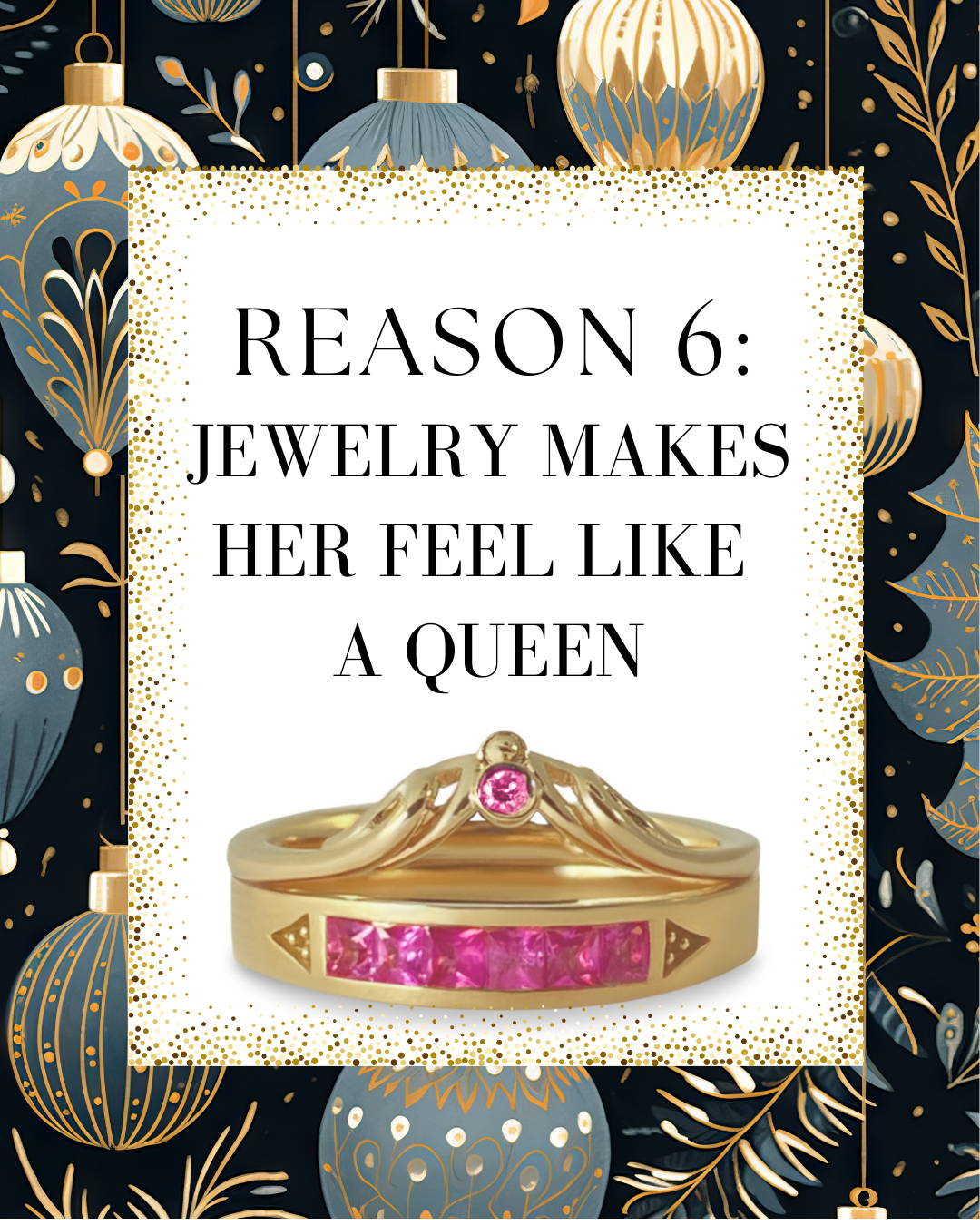 Jewelry makes her feel like a queen. Pink sapphire semi-eternity ring with tiara ring. Barbiecore Barbie Worold Jewelry featured in Forbes.