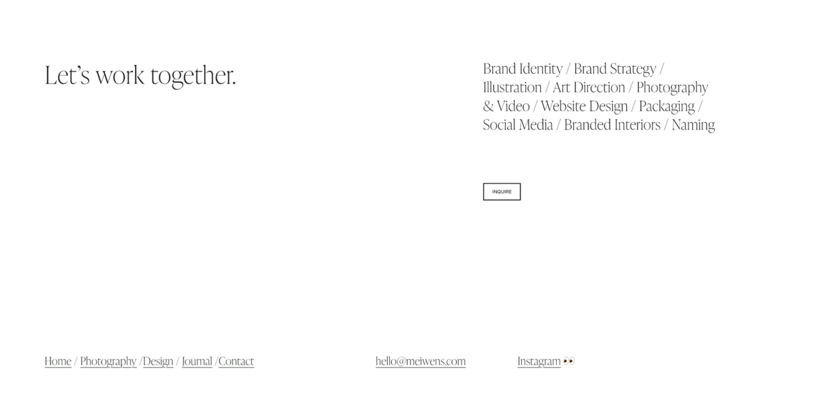 Screenshot of Meiwen See, from the website footer designs collection.