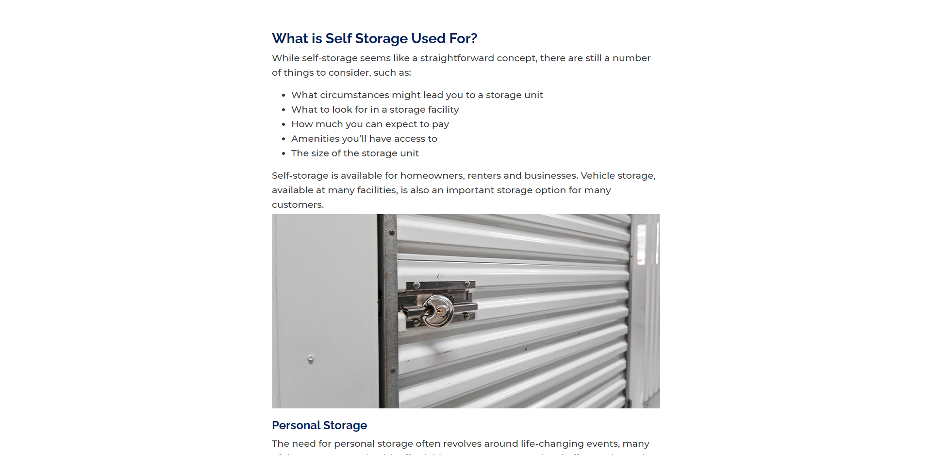 Store Space Self Storage product / service