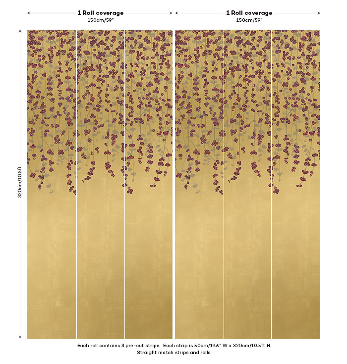 Gold Cherry Blossom Wallpaper Panel Image
