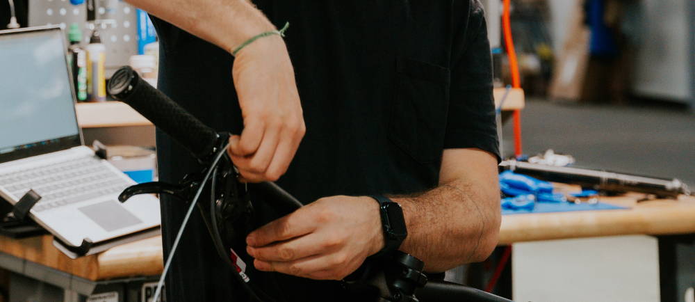 Upway mechanic working on an e-Bike