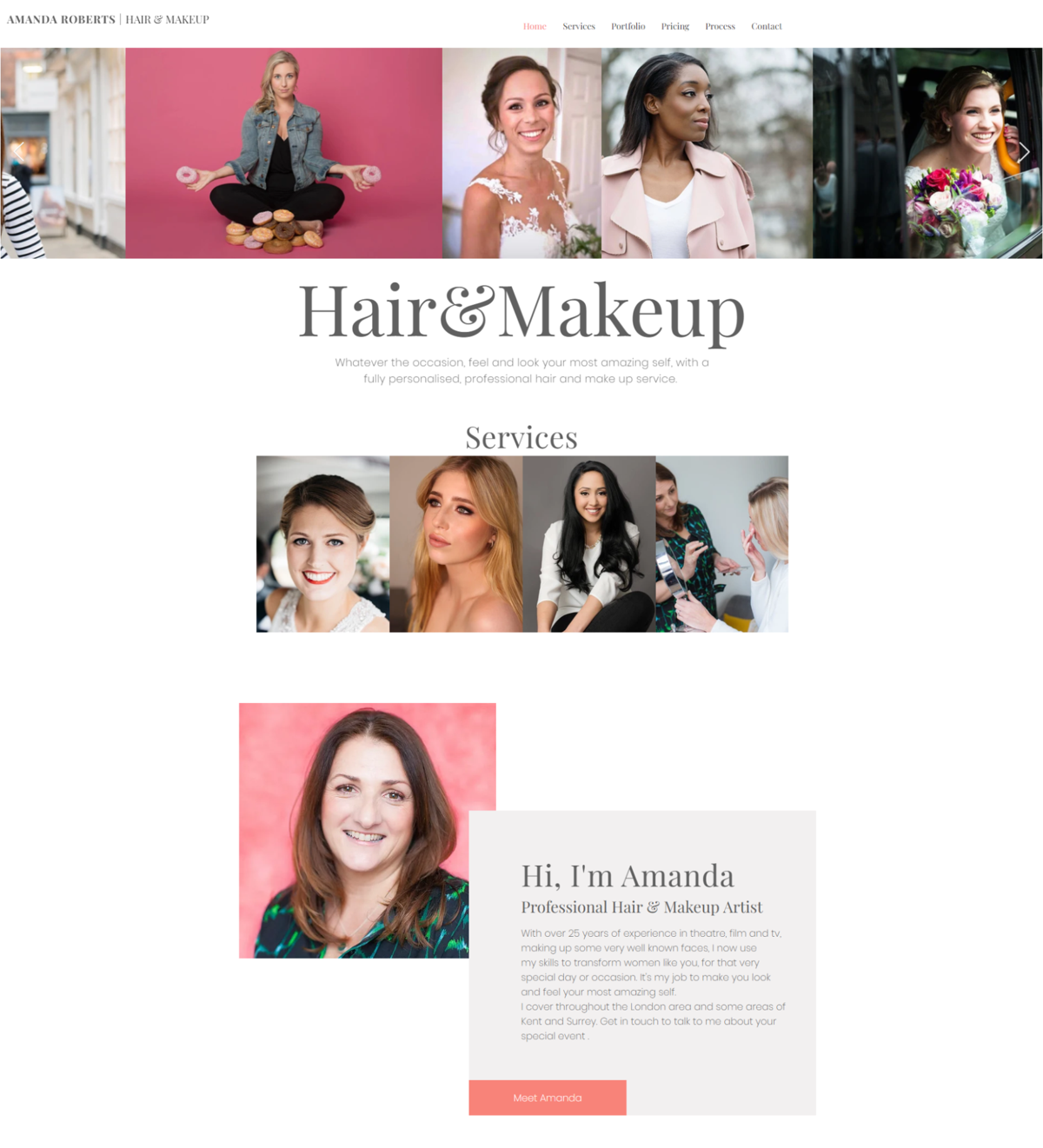 Screenshot of Amanda Roberts, from the makeup artist websites collection.