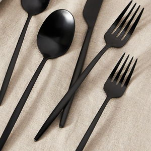 Gaze Satin Flatware 20-Piece Place Setting Black