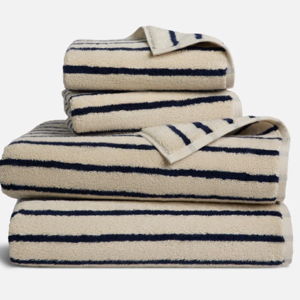 Super-Plush Turkish Cotton Bath Sheet Bundle (Striped Midnight Navy)
