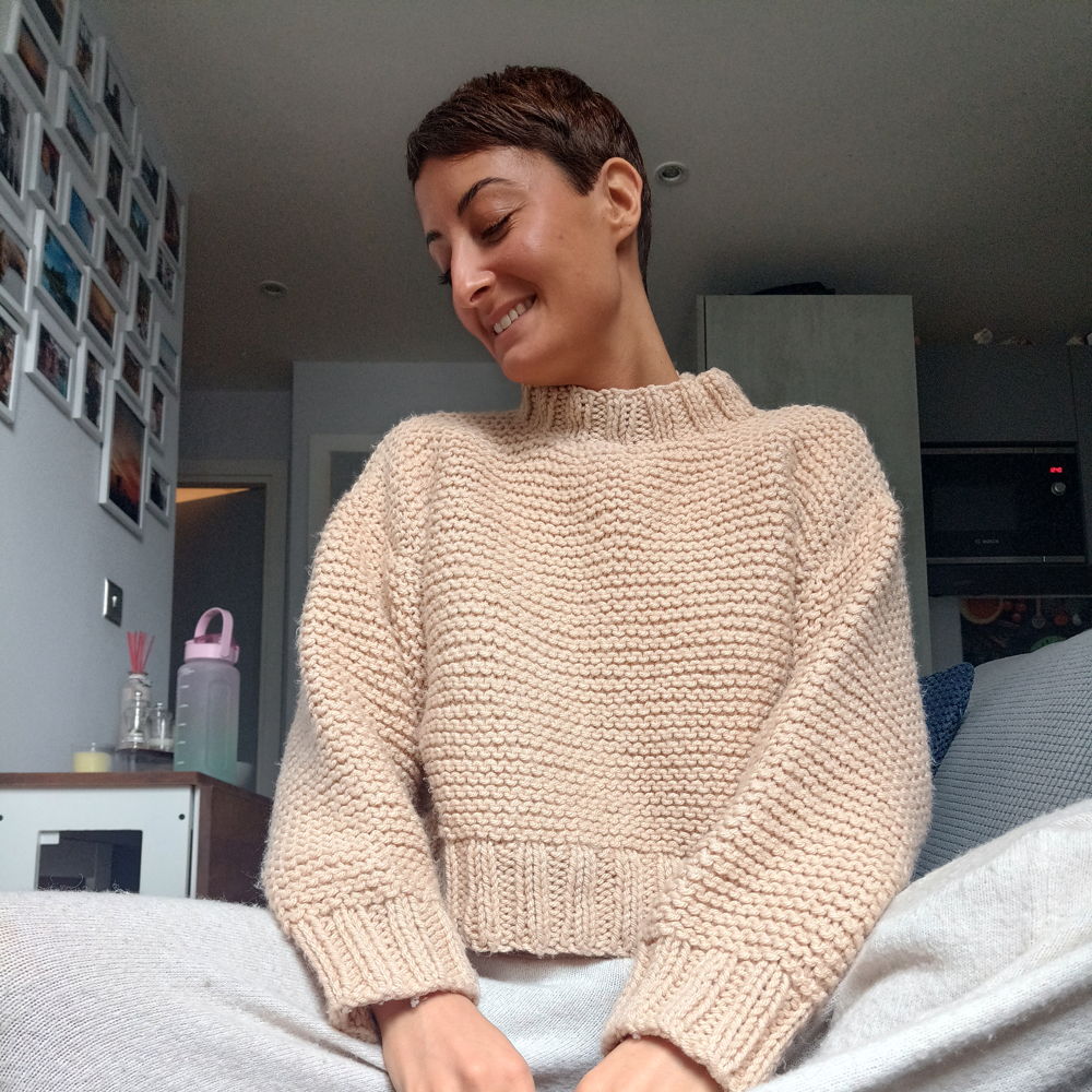 Strickmuster: Super einfacher Pullover mit Strumpfband