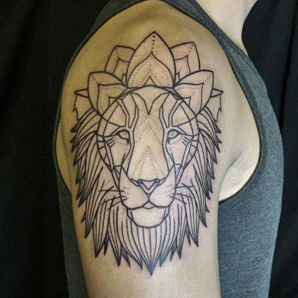 Tatouage Lion Mandala Epaule