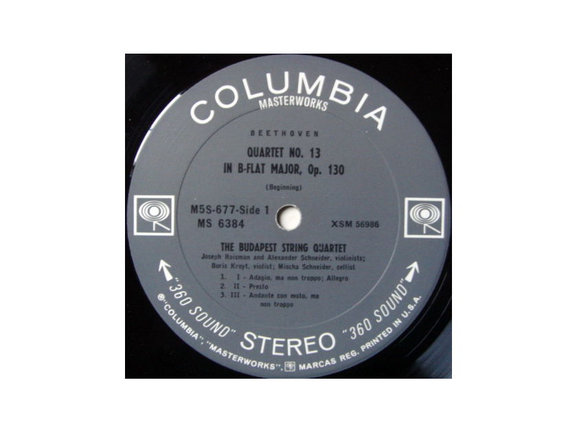Columbia 2-EYE / BUDAPEST QT, - Beethoven String Quartet No13, MINT!