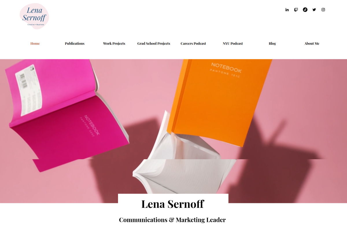 Screenshot of Lena Sernoff, from the wix blog examples collection.