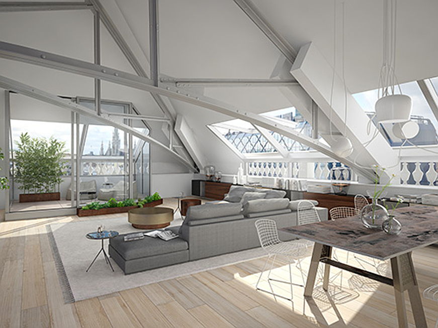  Monza
- Situated in Vienna’s 1st district, this modern, designer penthouse has an asking price of 7.2 million euros. The approximately 288 square metre apartment has three bedrooms and two bathrooms, in addition to an approximately 35 square metre roof terrace overlooking the city. (Image source: Engel & Völkers Vienna © Free Dimensions)
