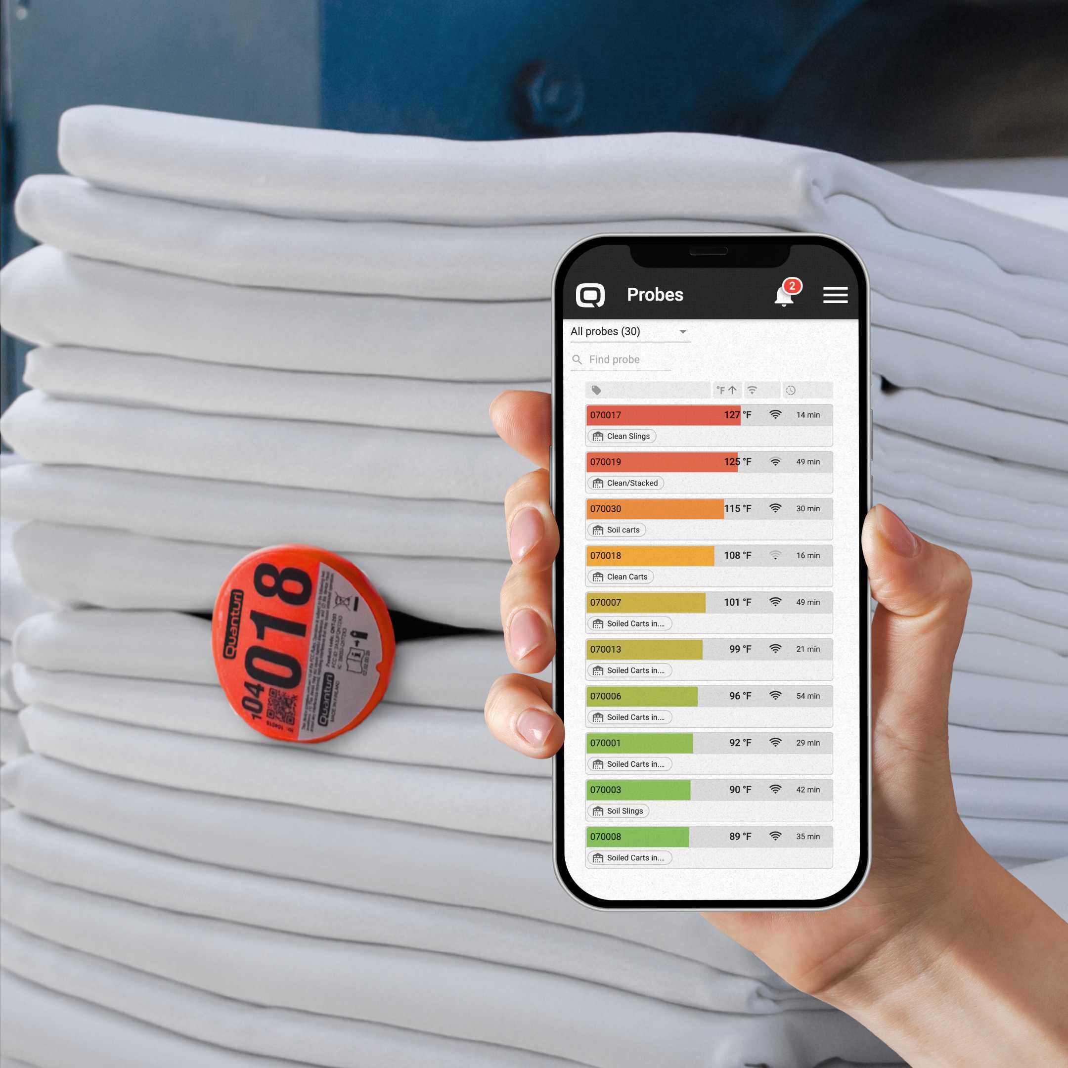 Sonde de contrôle de la température du linge avec application logicielle