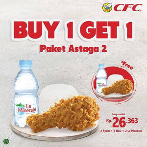 CFC: Promo BUY 1 GET 1 FREE Paket Astaga 2 harga mulai Rp 26.363 sampai 12/31/2019