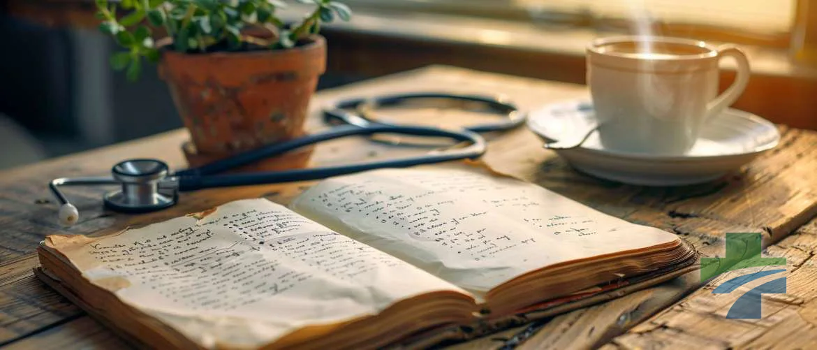 Morning reflections: A nurse’s journal amidst her tools of care.