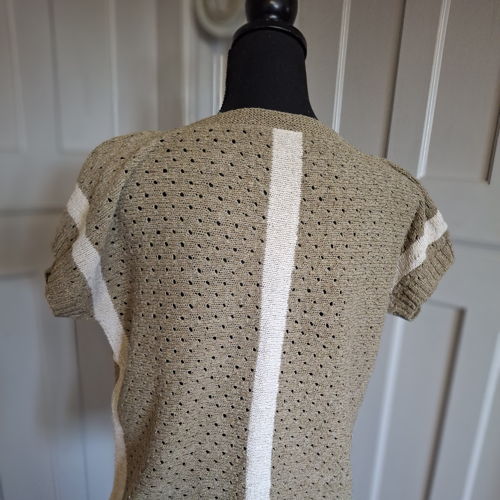 ROMA, short sleeved jumper in lace pattern worked vertical (sideways)