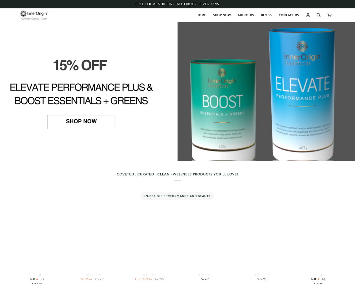 Screenshot of Inner Origin, from the white websites collection.