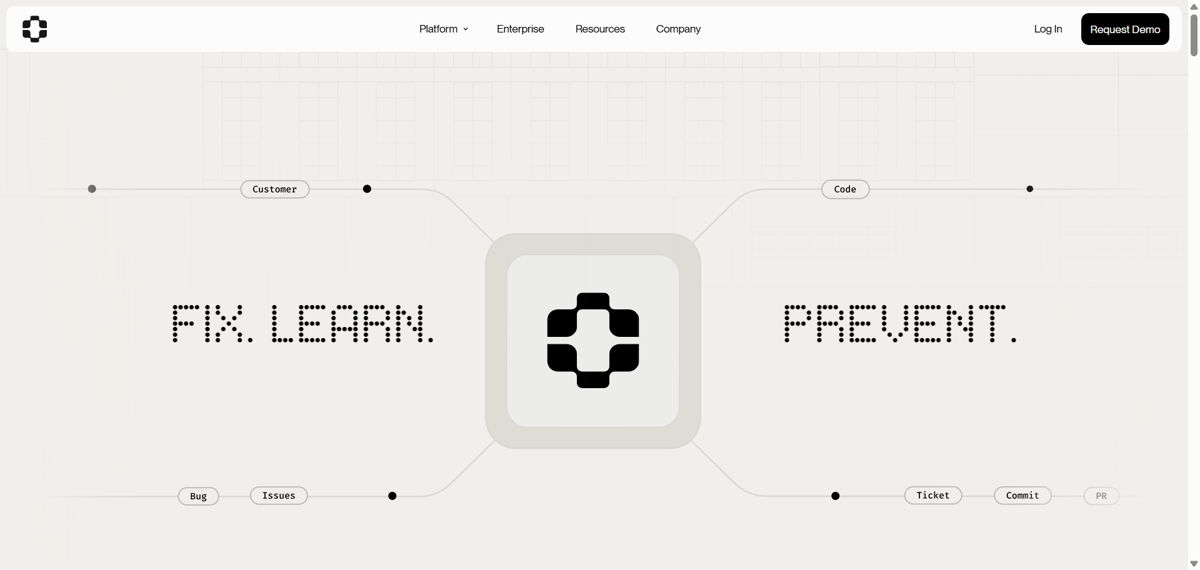 Screenshot of PlayerZero , from the ai company websites collection.