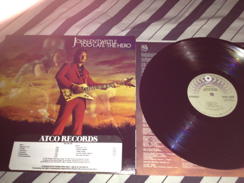 John Entwistle(The Who) - Too Late The Hero Atco Records Vinyl LP NM