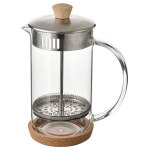 French press coffee maker, clear glass/stainless steel,