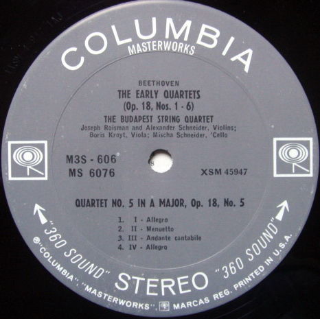 Columbia 2-EYE / BUDAPEST QT, - Beethoven String Quarte...