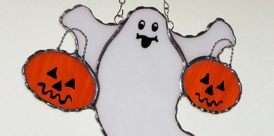 Stained Glass Ghost with Pumpkins promotional image