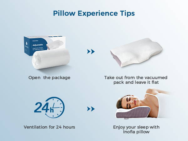 Inofia Cervical Contour Memory Foam Pillow for Neck and Shoulder Pain Relief,Adjustable Height Ergonomic Support for Side,Back,Stomach Sleepers with Washable Cover,53x32x11/6cm