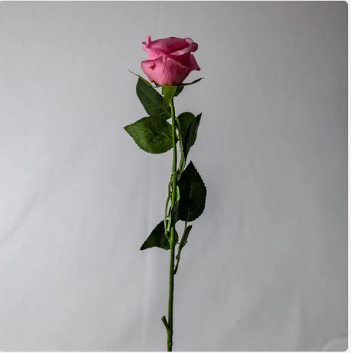 Pink Real Touch Half Bloom Rose - Realistic Artificial Flowers - Image 3